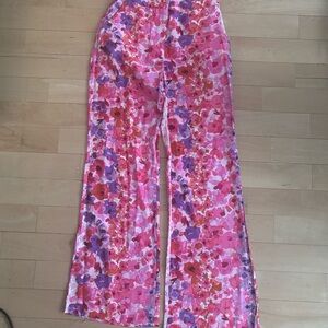 H&M Pink and Purple Floral flared Pants size 4